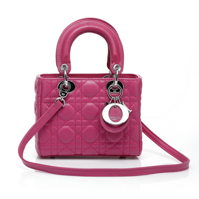 mini lady dior lambskin leather bag 6328 rosered